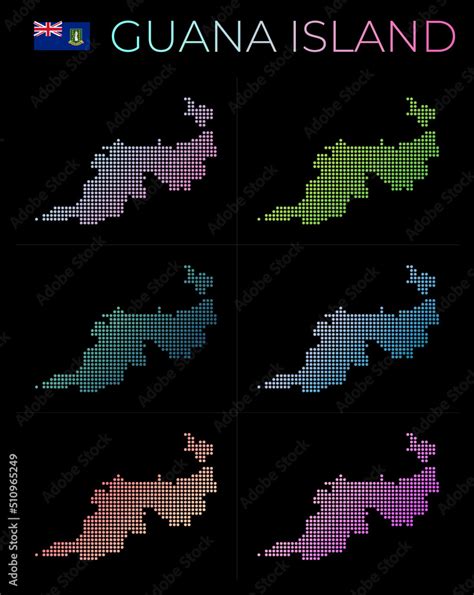 Guana Island dotted map set. Map of Guana Island in dotted style ...