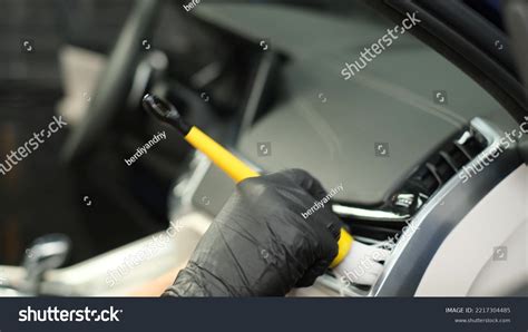 Modern Car Cleaning Worker Wiping Dashboard Stock Photo 2217304485 ...