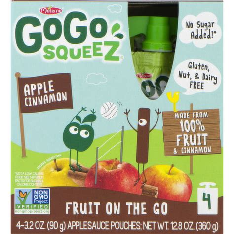 GoGo Squeez Apple Sauce, Cinnamon, 4 Pack