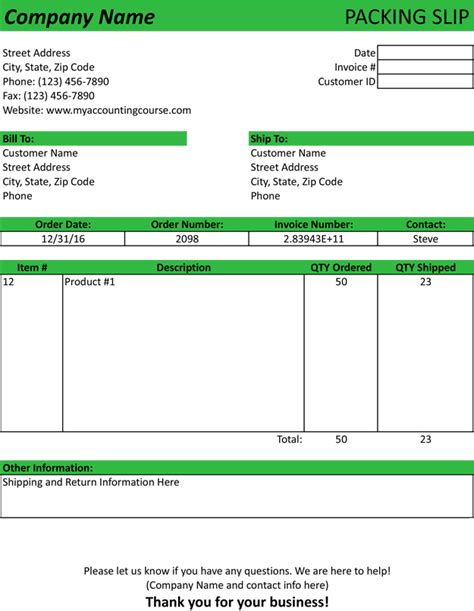 Packing Slip Template | Sample | Form | Free Download PDF | Excel | Word