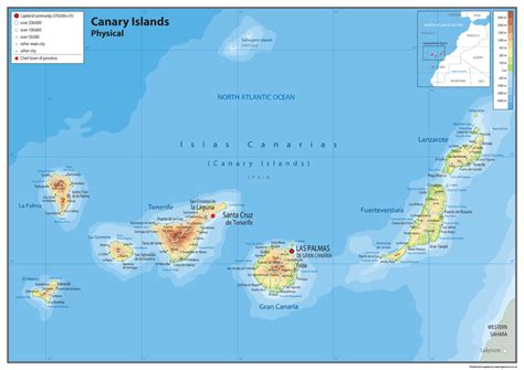 Canary Islands Physical Map – Tiger Moon