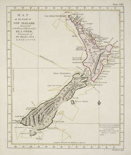 Captain Cook's Map of the Coast of New Zealand (Large) for Sale - New ...