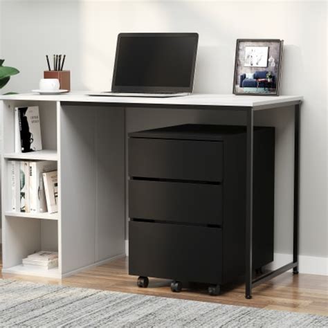 3 Drawer Under Desk Home Office Storage Rolling Wooden Cabinet Organizer, Black, 1 Unit - King ...