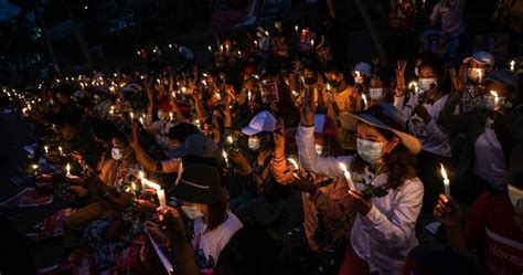 Myanmar protesters voice defiance against military coup with overnight ...