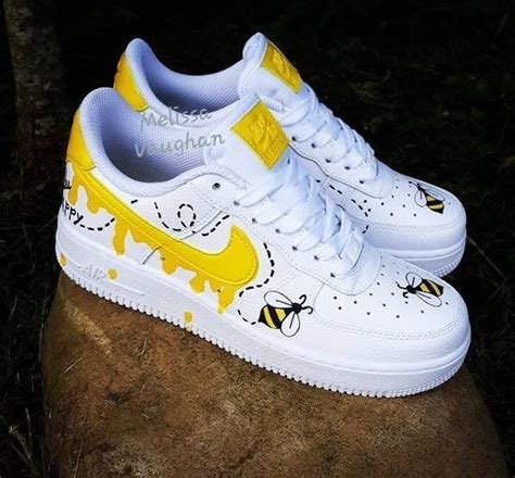 Beautiful custom Honeybee Nike Air Force 1. Bright yellow on white ...