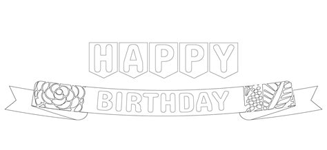 Happy Birthday Banners Outline - 10 Free PDF Printables | Printablee