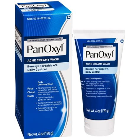 PanOxyl Creamy Acne Wash, Daily Control, 4% Benzoyl Peroxide - 6 oz - Walmart.com - Walmart.com