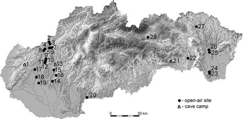 Map of the Gravettian sites: 1 e Plavecký Mikul a s, Dzerav a skala... | Download Scientific Diagram