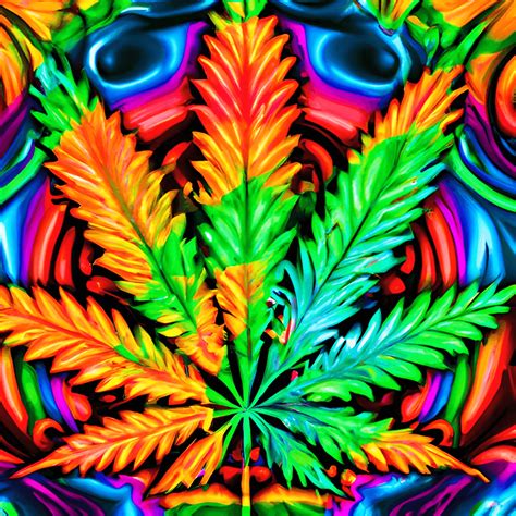 Psychedelic Digital Art Painting of a Pot Leaf Weed Leaf · Creative Fabrica