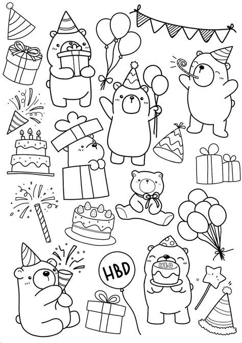 Birthday Coloring Pages, Bear Coloring Pages, Colouring, Coloring Books, Happy Birthday Drawings ...
