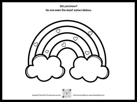 Free Printable Hearts and Rainbow Coloring Page for Kids - The Art Kit