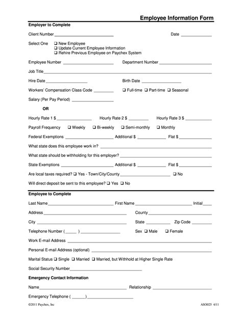 2023 General Employee Information Form Fillable Printable Pdf | Images ...