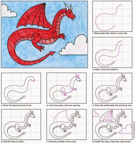 Draw+Red+Dragon+Post-copy-958x1024 Easy Drawings For Kids, Drawing For Kids, Art For Kids, Line ...