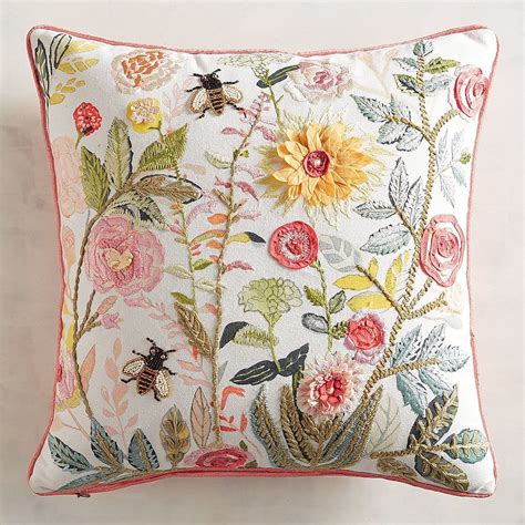 Floral With Bees Pillow | Floral pillows, Floral throw pillows, Diy ...