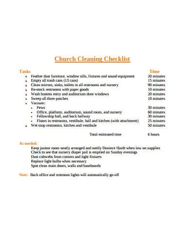 10+ Church Cleaning Checklist Templates in PDF