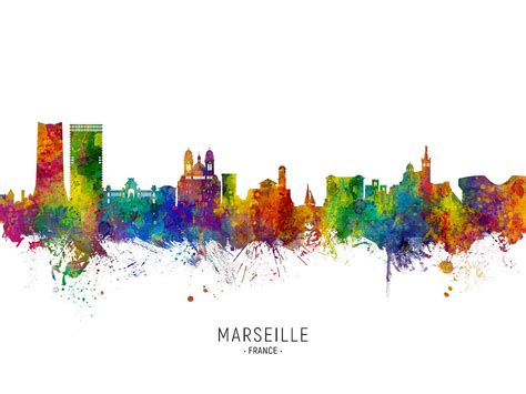 Marseille France Skyline Digital Art by Michael Tompsett - Pixels