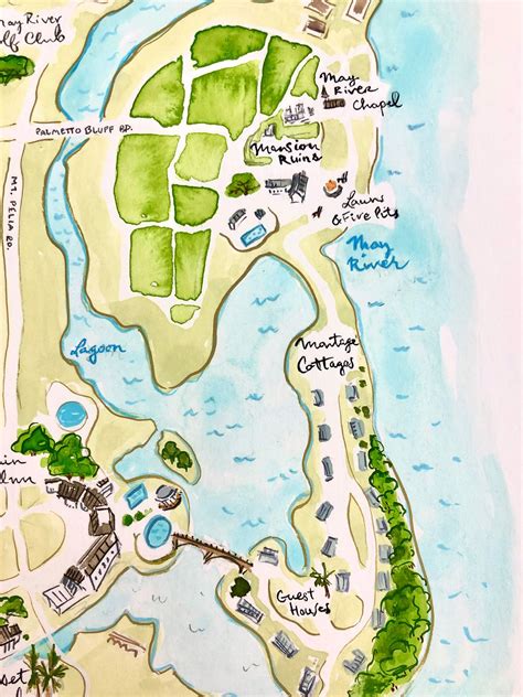 Palmetto Bluff and Montage Hotels & Resorts illustrated map | Wedding ...