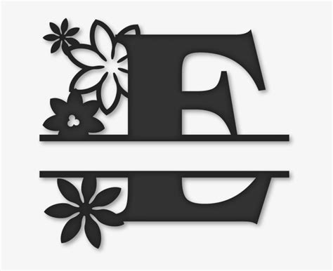 Flower Split Monogram E - Split Letter E Monogram - Free Transparent ...