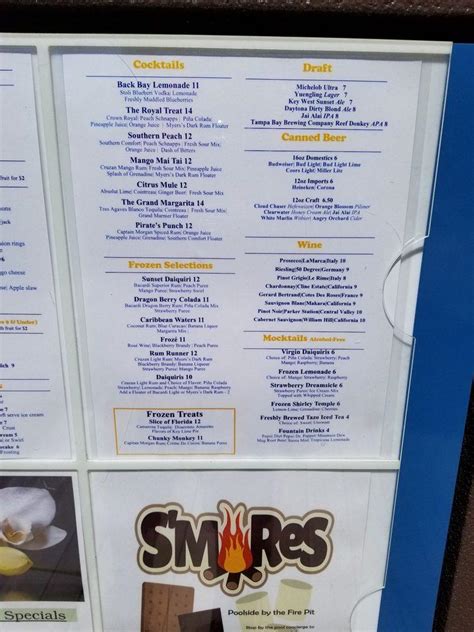 Menu at Back Bay Bar & Grill, Orlando