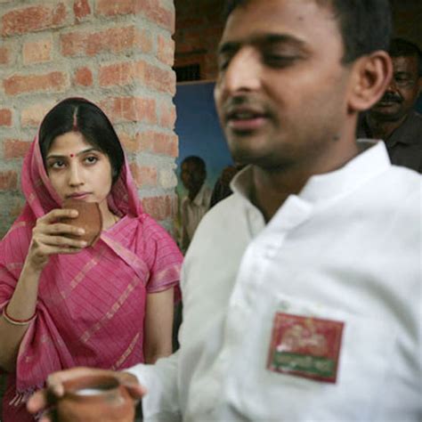 Akhilesh Yadav and Dimple Yadav during a programme