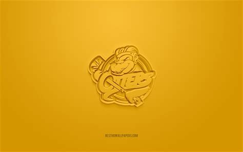 Download wallpapers Erie Otters, creative 3D logo, yellow background ...