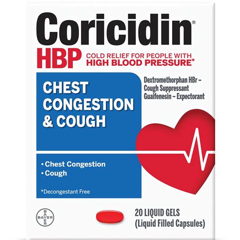 Coricidin HBP Chest Congestion & Cough Medicine, Liquid Gels, 20 Ct - Walmart.com