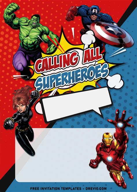 8+ Comic Avengers Superhero Birthday Invitation Templates | Superhero ...