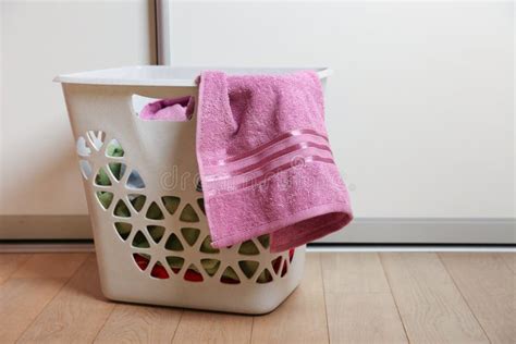 Dirty Towel in a Laundry Basket Stock Photo - Image of texture, pink: 173896858