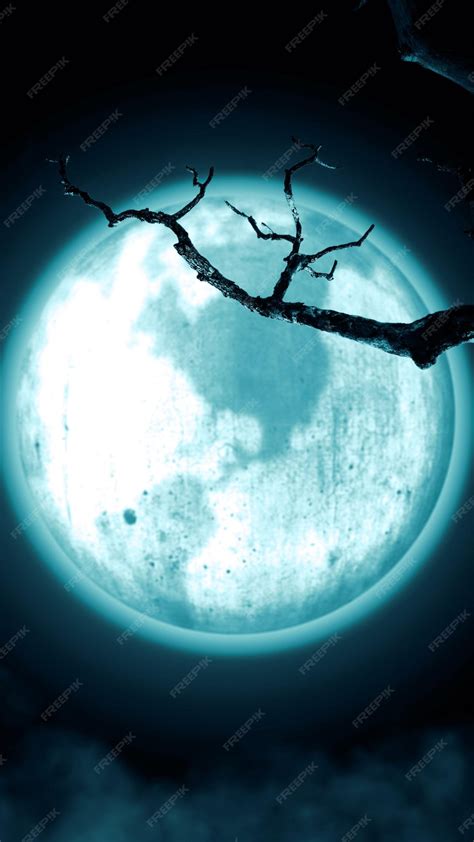 Premium Photo | Full moon in the night scary halloween background concept