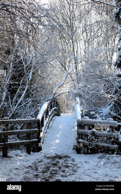 Bridge in winter Stock Photo - Alamy