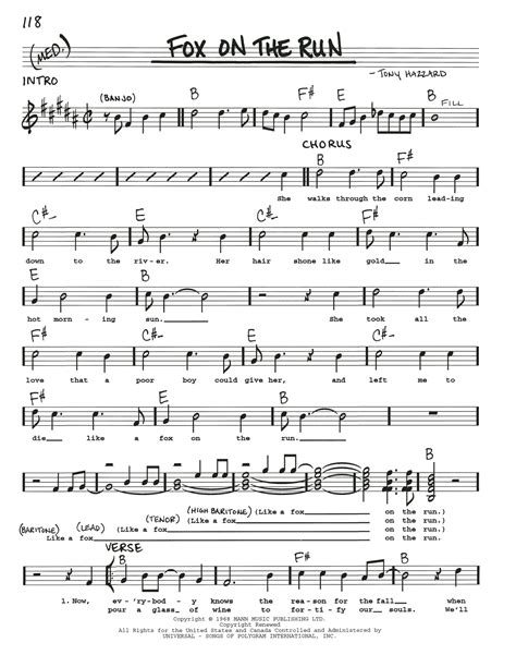 Fox On The Run by Tony Hazzard Sheet Music for Real Book – Melody, Lyrics & Chords at Sheet ...