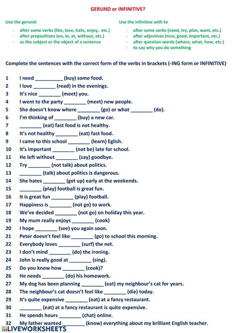 Gerund Worksheets With Answers