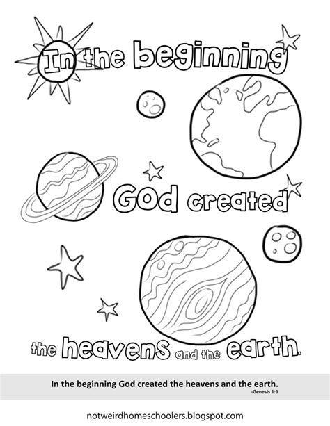 Free Bible verse coloring page for Genesis 1:1 | Bible worksheets, Sunday school coloring pages ...