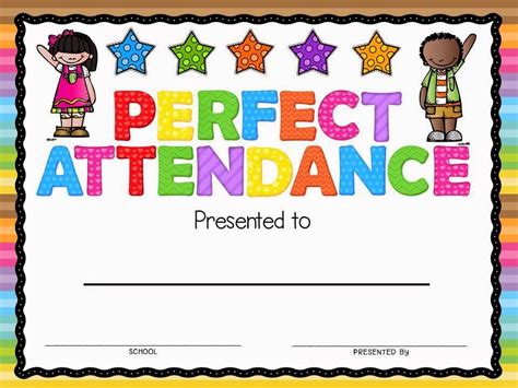 image perfect attendance award - Google Search | Attendance certificate, Perfect attendance ...