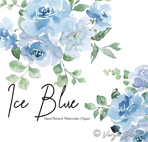 Blue Watercolor Floral Clipart Light Blue Flowers Clip Art - Etsy Ireland