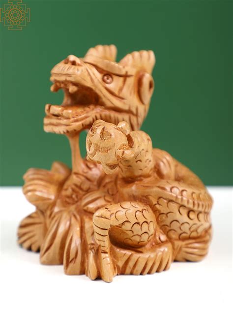 3" Small Wooden Feng Shui Dragon | Exotic India Art