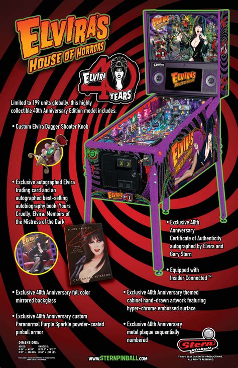 Elvira and Stern Pinball Announce New 40th Anniversary Edition Elvira House of Horrors Pinball ...