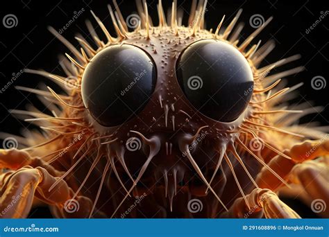 Dust Mite Magnified through an Electron Microscope, Isolated on Black Background Stock ...