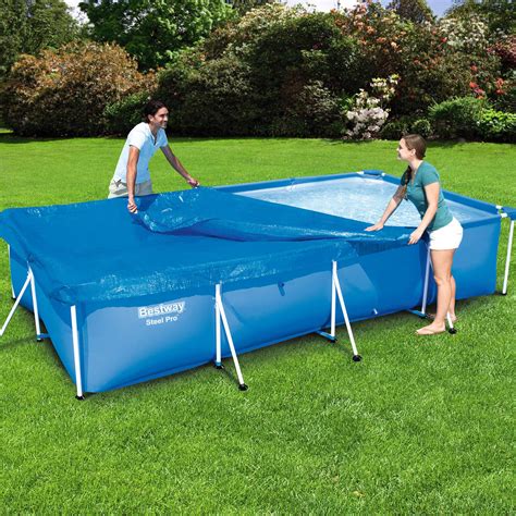 Bestway 58107 Flowclear Pro Rectangular Above Ground Swimming Pool Cover, Blue 6942138918502 | eBay