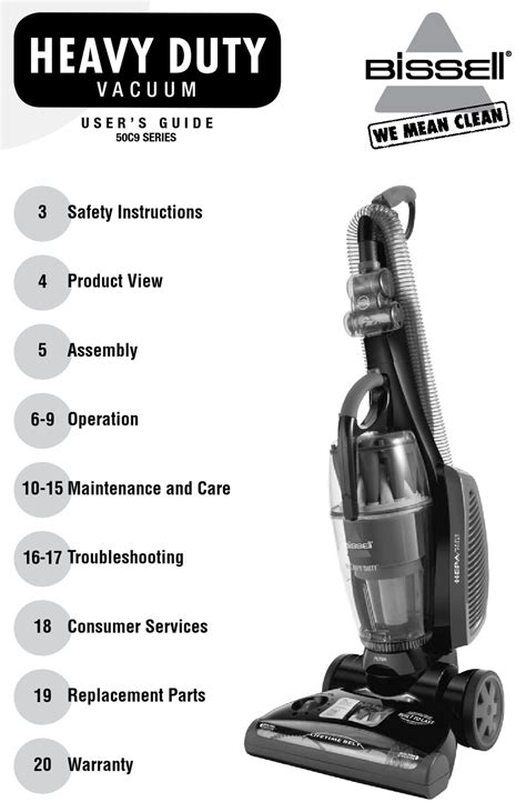 BISSELL HEAVY DUTY VACUUM 50C9 SERIES VACUUM CLEANER USER MANUAL | ManualsLib