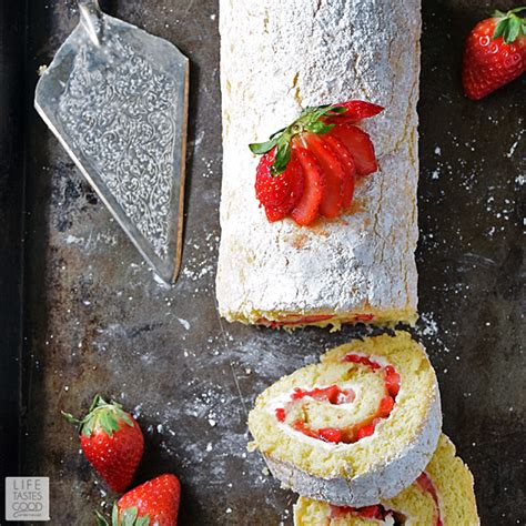 Strawberry Jelly Roll Cake Recipe | Life Tastes Good