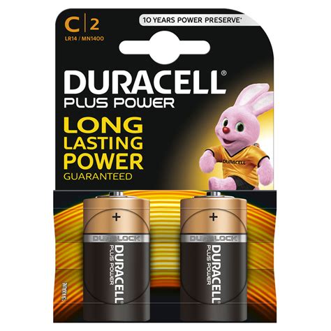 Duracell Plus Power Alkaline Batteries C LR14 1.5V 2pk | Wilko