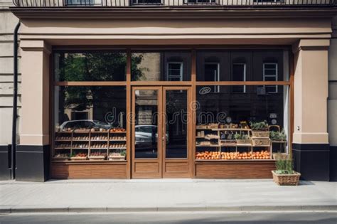 Modern Grocery Store Exterior Featuring Large Window Display and ...