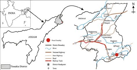 Map of Assam showing the fossil locality in Tinsukia District. | Download Scientific Diagram