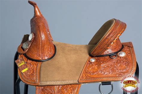 U-T-16 16" HILASON TREELESS WESTERN TRAIL BARREL RACING LEATHER SADDLE - Saddles