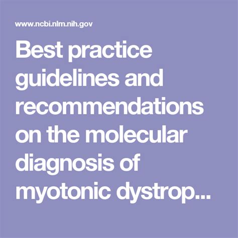 Best practice guidelines and recommendations on the molecular diagnosis of myotonic dystrophy ...