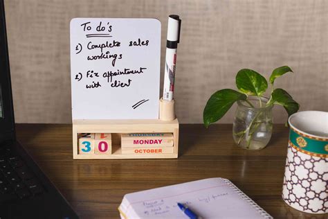 Wooden Desk Calendar With Whiteboard - BlessdBuy® | People & Planet Positive 🌿