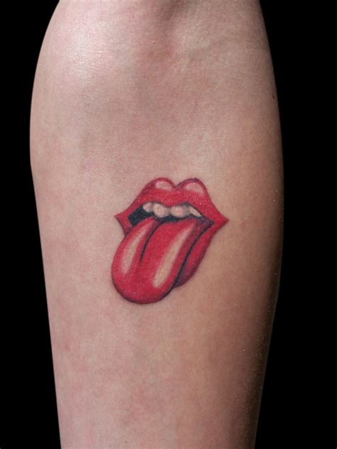 Simple rolling stones logo tattoo