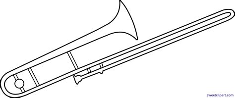 Trombone Line Art Clipart - Sweet Clip Art