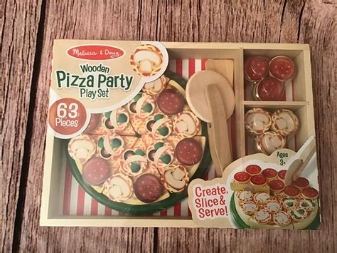 NEW Melissa and Doug Kids Wooden Pizza Party 63 Piece Toy Play Set FREE SHIPPING - Wooden ...